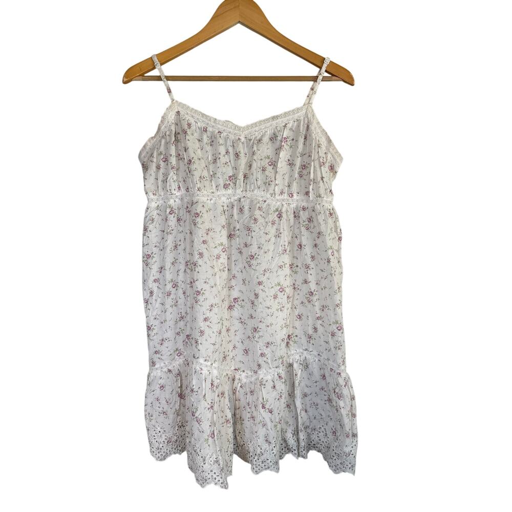 Rachel Ashwell Babydoll Sleeveless Dress Shabby Chic Floral Nightgown Large
